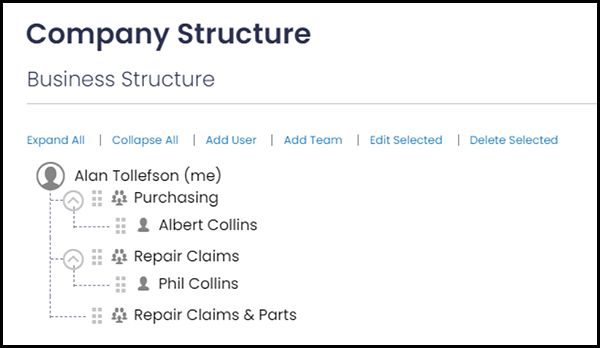 To assign a user to an existing team, they drag the user under the appropriate team.