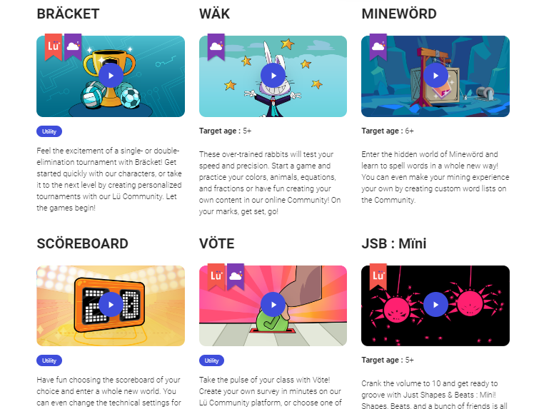 Educational applications Lü Interactive Playground